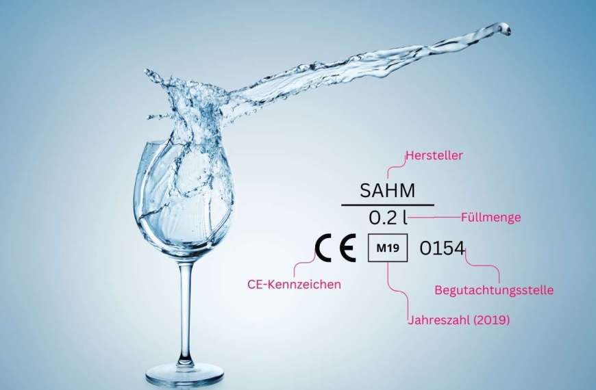 Schankgefäße Glas mit Füllstrich, Eichstrich Erklärung der Kennzeichnung