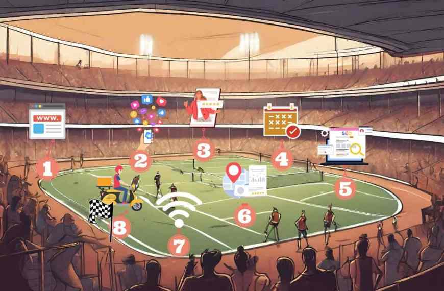 Internet 8 Kampf Online Marketing Gastronomie Stadium mit 8 Stationen