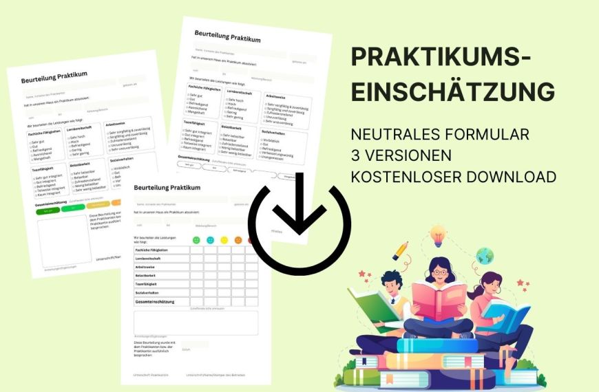 Praktikumseinschätzung neutral in 3 Varianten als kostenloser PDF Download