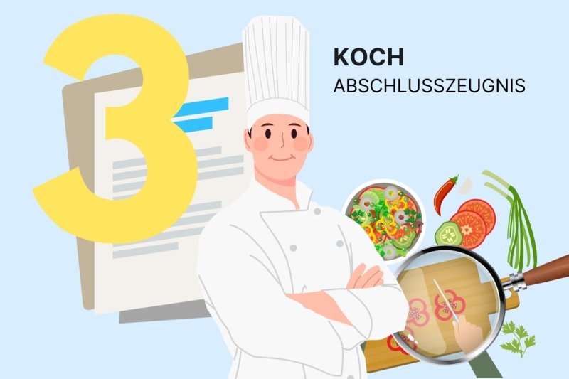 Zeugnis Vorlage Koch: Note 3, befriedigend , kostenloses Muster Zeugnis
