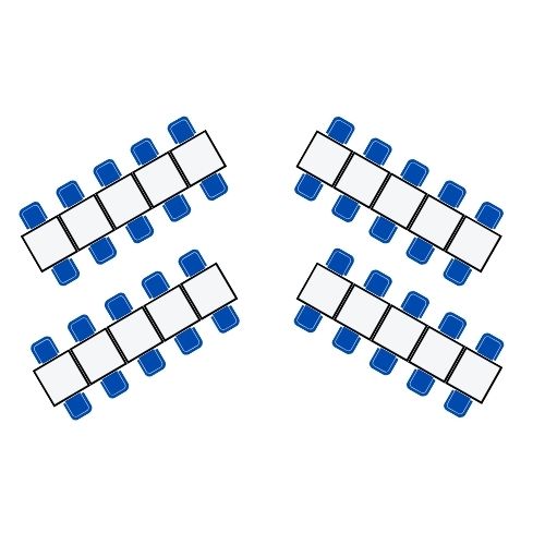 Tische im Fischgrätmuster