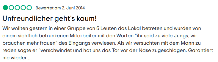 Miese Restaurant Bewertung Überheblich 1