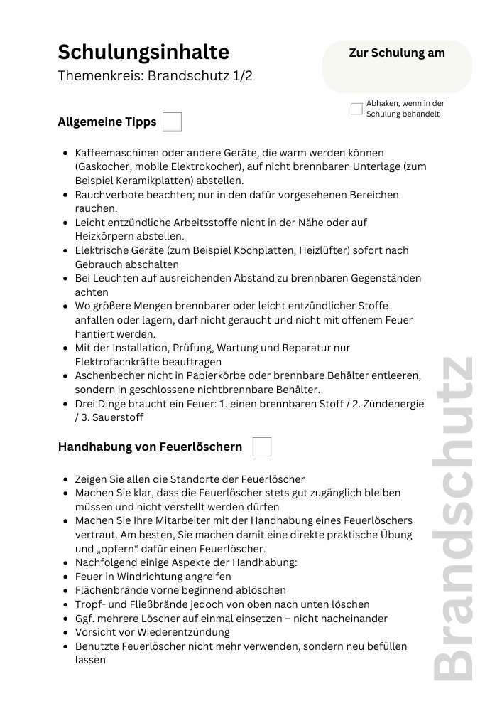 Schuung Brandschutz Inhalte und Themen
