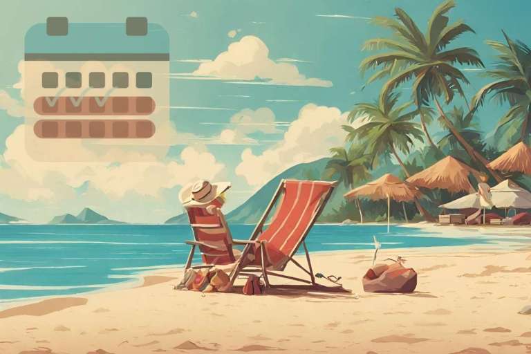 Urlaubsanspruch berechnen Strandszene mit Kalender
