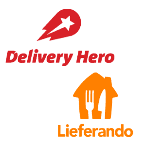 Logos von Lieferando und Delivery Hero als wichtigste Lieferdienste laut Statista