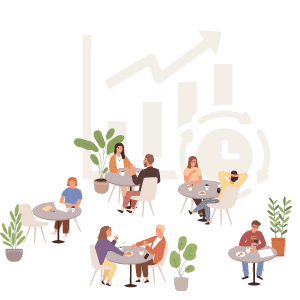 Gäste an Tischen im Restaurant