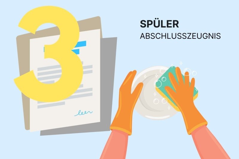 Mustervorlage für ein Arbeitszeugnis für einen Spüler in der Gastronomie mit der Note 3, befriedigend