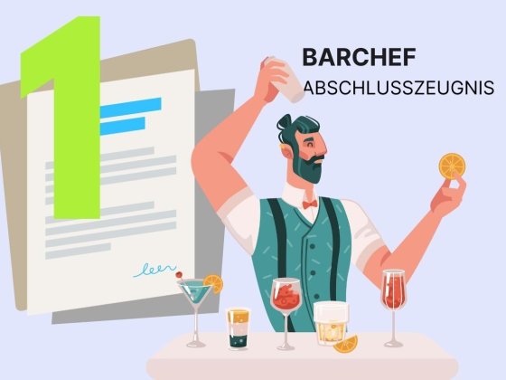 Zeugnis Vorlage Muster für einen Barchef, Chef de bar mit der Note 1, sehr gut