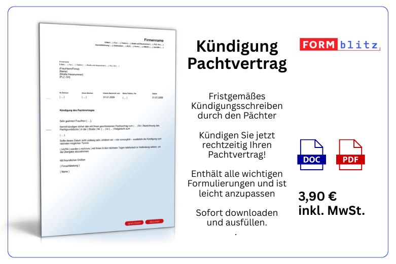 Formblitz Kündigung Pachtvertrag