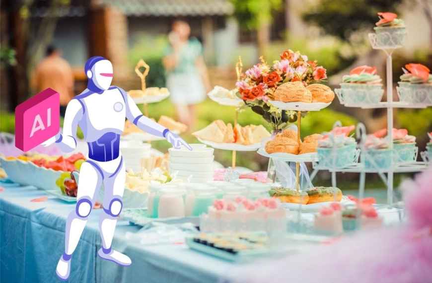 Digitalisierung im Catering: AI vor einem Buffet mit Desserts beim Catering