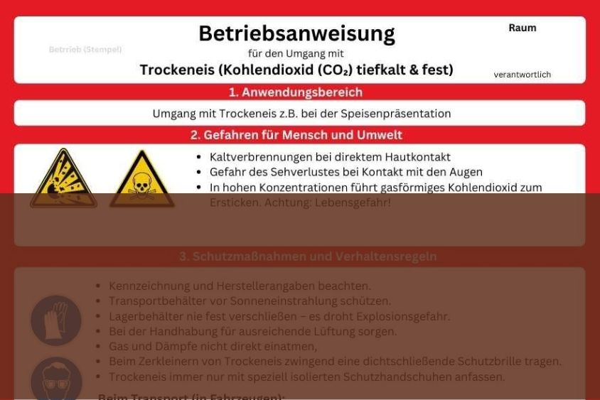 Download Betriebsanweisung Muster für den Umgang mit Trockeneis