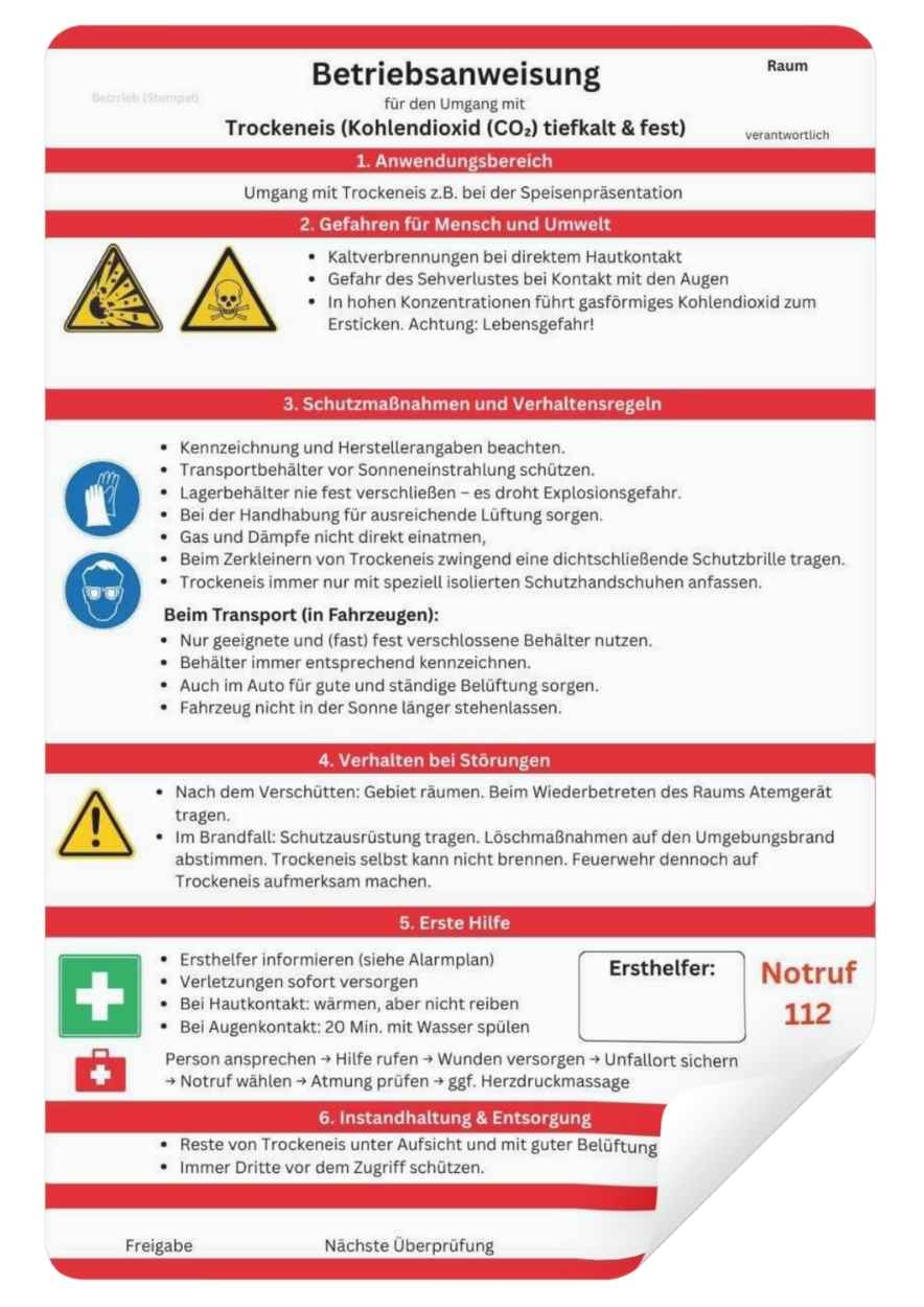 Download Betriebsanweisung für den Umgang mit Trockeneis