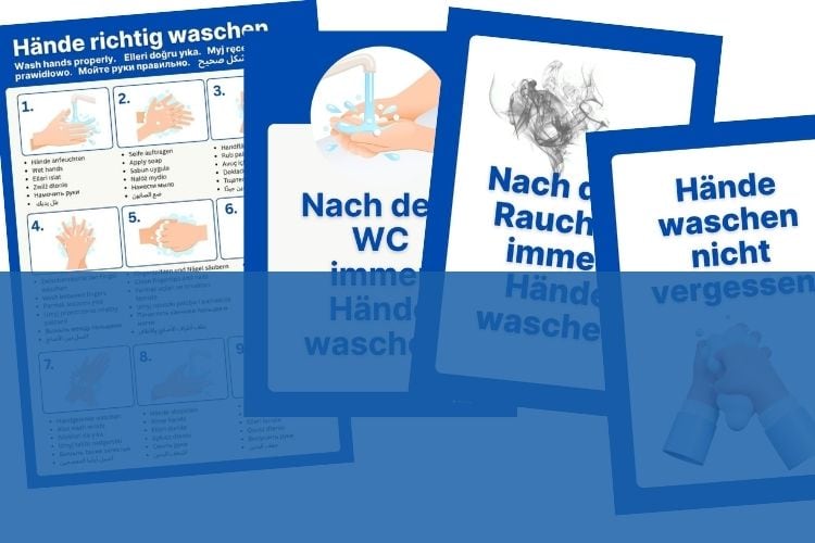Download: 8 Plakate Richtiges Händewachen zum Aushang in 5 Sprachen