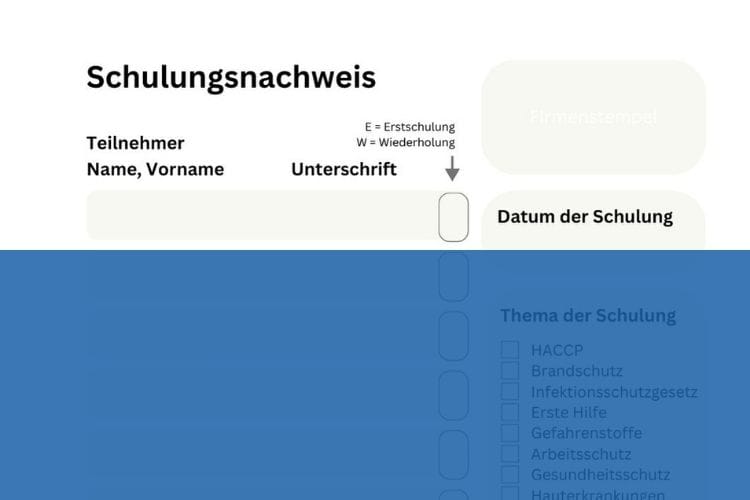 Download Vorlage Muster Schulungsnachweis Teilnehmerliste