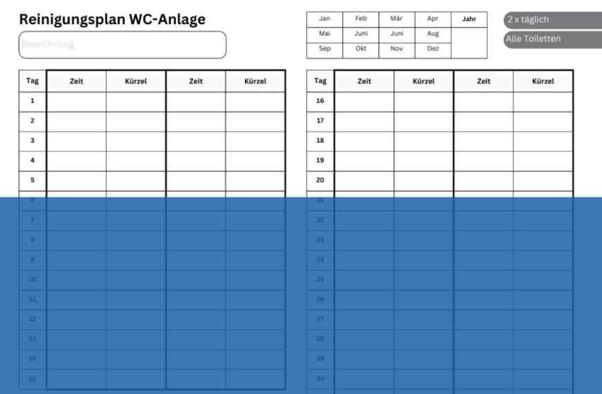 Download Vorlage Reinigung Toiletten Checkliste HACCP