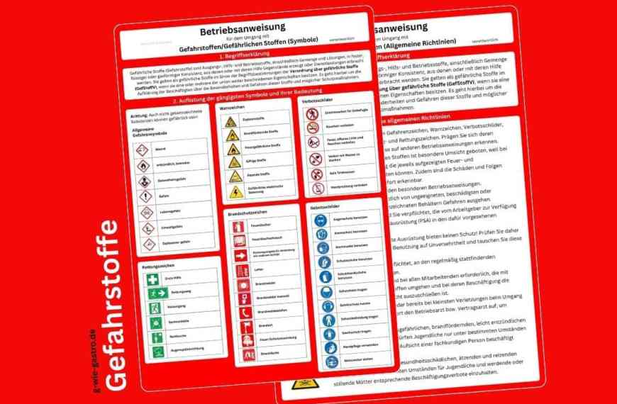 Gefahrstoffe Betriebsanweisung - Symbole und Richtlinien